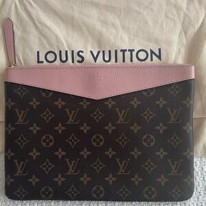 Louis Vuitton Monogram Clutch with Pink Accent; EUC